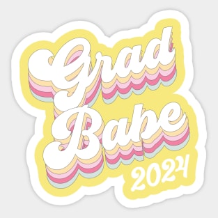 Grad Babe Class of 2024 Retro Vibes Graduation Sticker